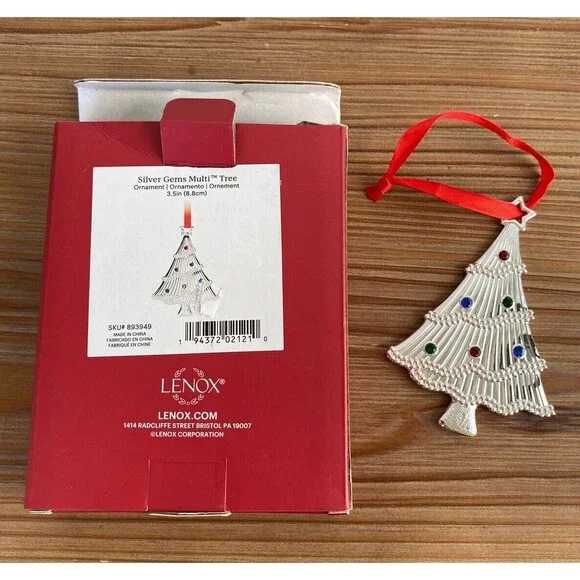 Lenox Silver Gems Multi Tree Christmas Ornament With Box Christmas Tree Keepsake - Picture 2 of 5